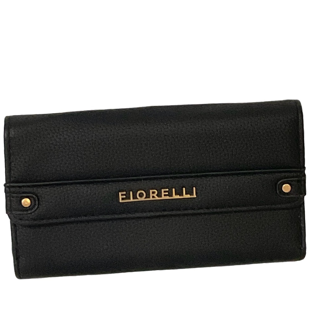Fiorelli women's Diana double-sided clutch black wallet with a snap-flap closure